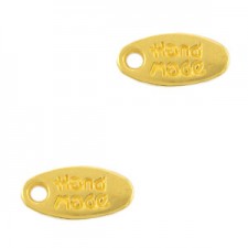 DQ Metal charm tag "Handmade" 11x5mm Gold